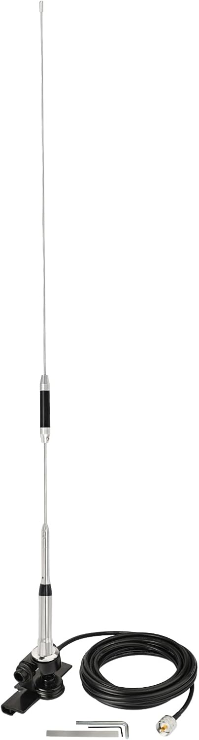 Eightwood Vehicle Mobile Ham Radio Antenna Dual Band PL259 VHF UHF 144/430MHz Anti-Rust Antennae 26in with Lip Mount Fixed Bracket and RG58 Extension Cable 16.4ft for Vehicle Car Truck Amateur Radio