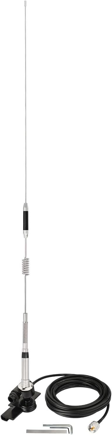 Eightwood Vehicle Mobile Ham Radio Antenna Dual Band PL259 VHF UHF 144/430MHz Anti-Rust Antenna 30in with Lip Mount Fixed Bracket and RG58 Extension Cable 16.4ft for Car Truck Amateur Radio