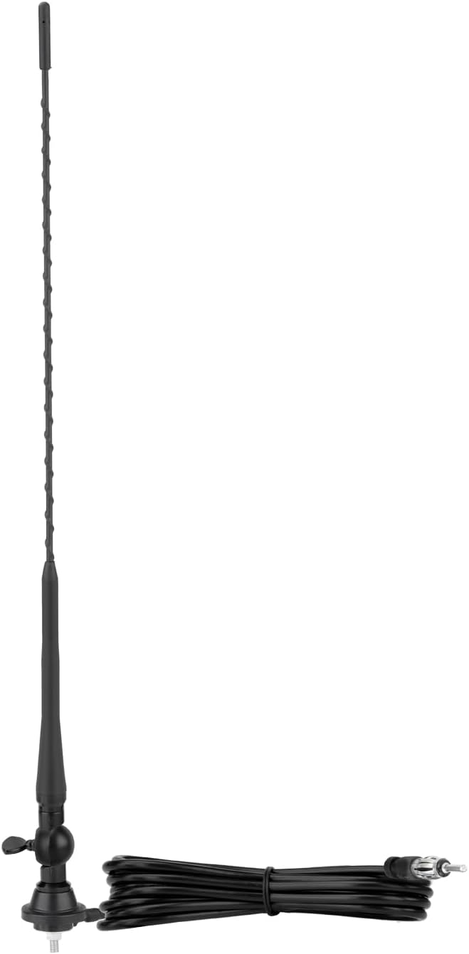 Eightwood Boat Car Radio Antenna 20 Inch, Rubber AM/FM Stereo Antenna Mast with Mount Base for Marine Boat Car Tractor RV UTV ATV Motorcycle Yacht Pontoon