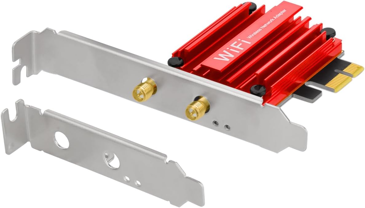 Eightwood WiFi 6E PCIe Card for Desktop PC, AX210 Tri-Band WiFi Wireless Adapter with Magnetic WiFi 6E Antenna, Bluetooth 5.3, OFDMA & MU-MIMO, Ultra-Low Latency, WPA3, Low-Profile Bracket, 802.11ax