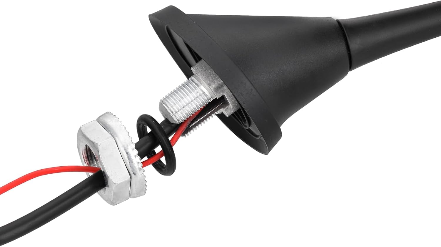 Eightwood Car Stereo FM AM Radio Antenna, Universal Roof Mount Amplified Antenna with 12V Power Wire DIN Plug Connector for Vehicle Car Truck SUV Radio Stereo Receiver Media Head Unit