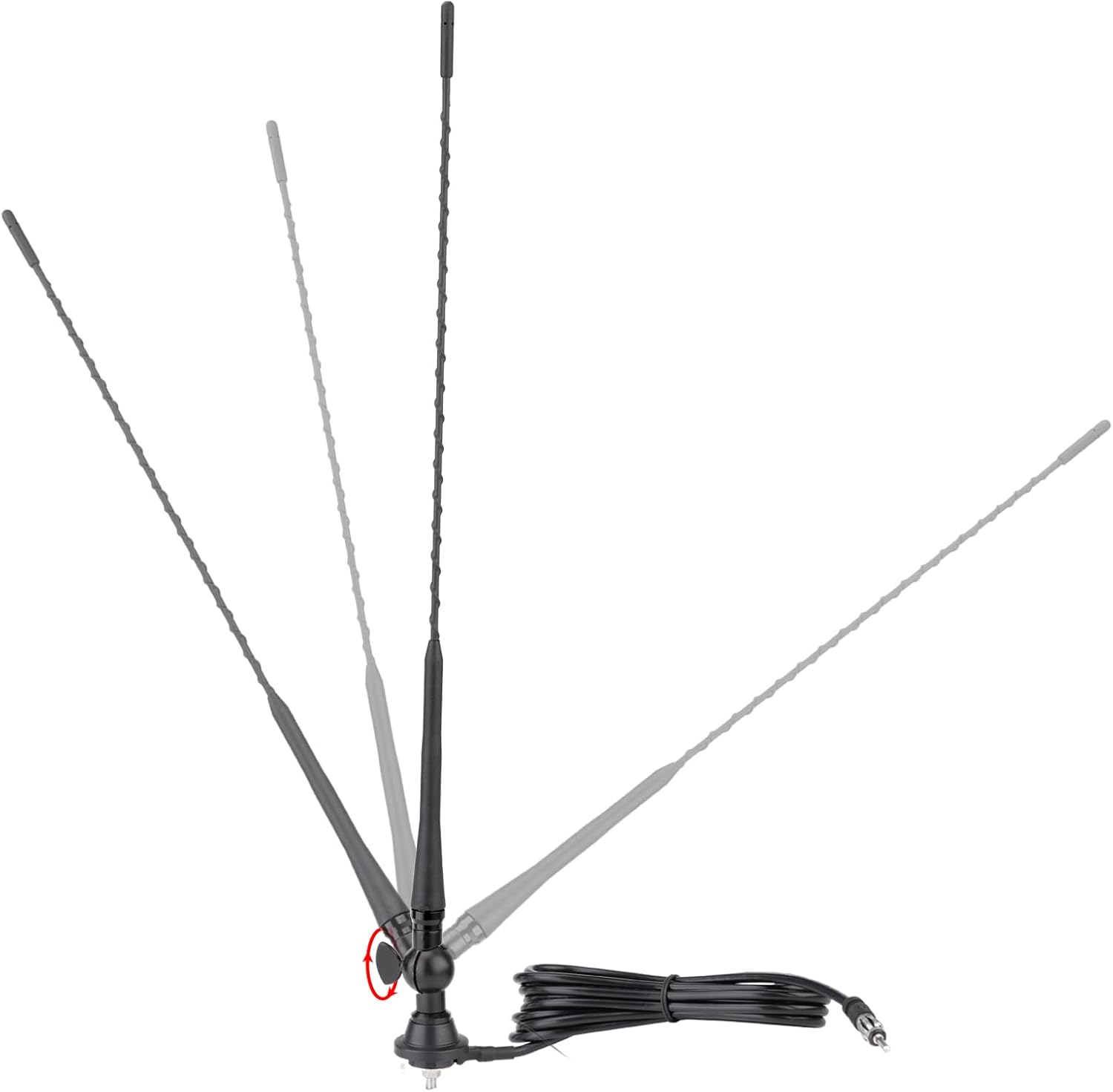 Eightwood Boat Car Radio Antenna 20 Inch, Rubber AM/FM Stereo Antenna Mast with Mount Base for Marine Boat Car Tractor RV UTV ATV Motorcycle Yacht Pontoon