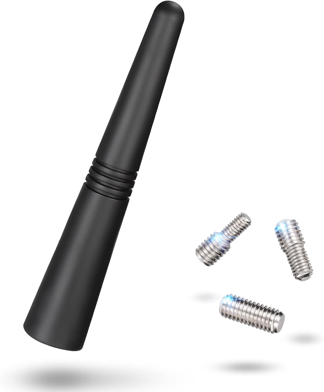 Eightwood Short Car Antenna 3.6 inch, Universal Roof Mount Vehicle AM FM Radio Antenna Mast Replacement, Flexible Rubber Antennae with M4 M5 M6 Thread Adapters