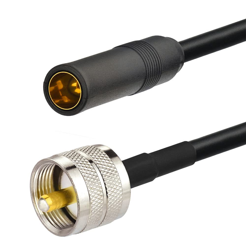 Eightwood PL259 to AM/FM Adapter Kit (2-Pack), PL259 UHF Male to DIN Plug Male/Female RG58 Coax Cable 12” for CB Radio Receiver Scanner Antenna