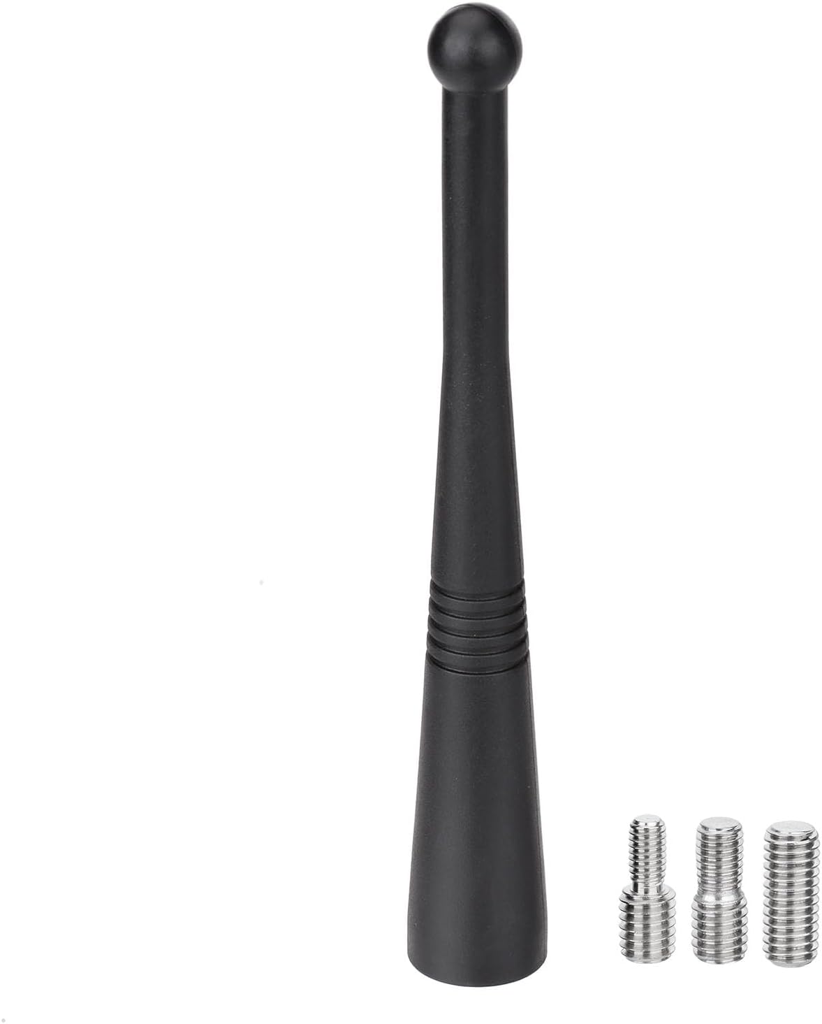 Eightwood Car FM AM Radio Antenna 4.3 inch, Rubber Universal Roof Mount Vehicle Antenna Mast Replacement with M4 M5 M6 Thread Adapters