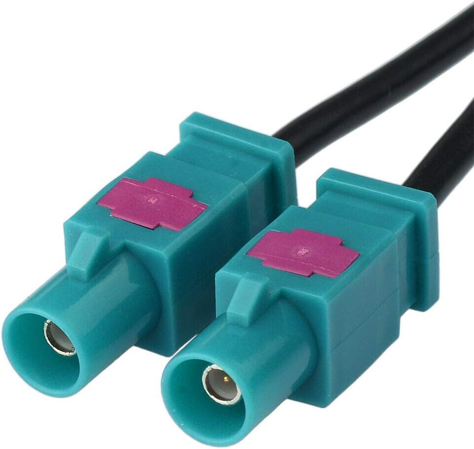 Eightwood Dual Fakra Z Plug to DIN Plug FM AM Car Radio Antenna Adapter 12V+ Active Amplifier Cable 12in Compatible with Aftermarket GPS Navigation Stereo Head Unit Receiver