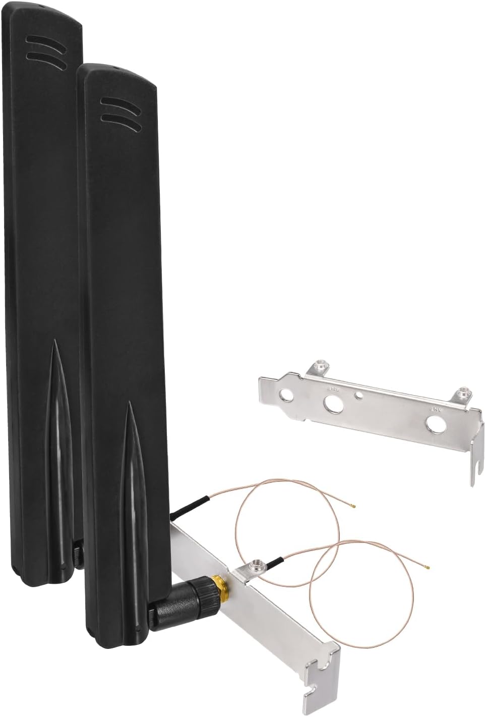 Eightwood WiFi 6 6E Antenna Tri-Band 2.4GHz 5GHz 6GHz + 20cm/7.8in U.FL IPX IPEX to PR-SMA Cable + Computer Slot Bracket for Mini PCI-E WiFi Network Card PC Desktop Computer