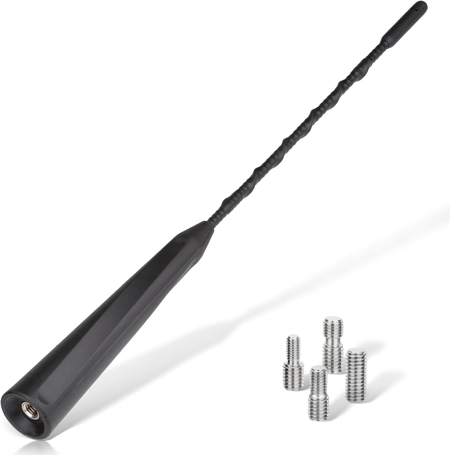 Eightwood Vehicle Roof Mount Antenna Mast 10.8in, Rubber AM FM Car Radio Antenna Replacement with M4 M5 M6 Thread Adapters