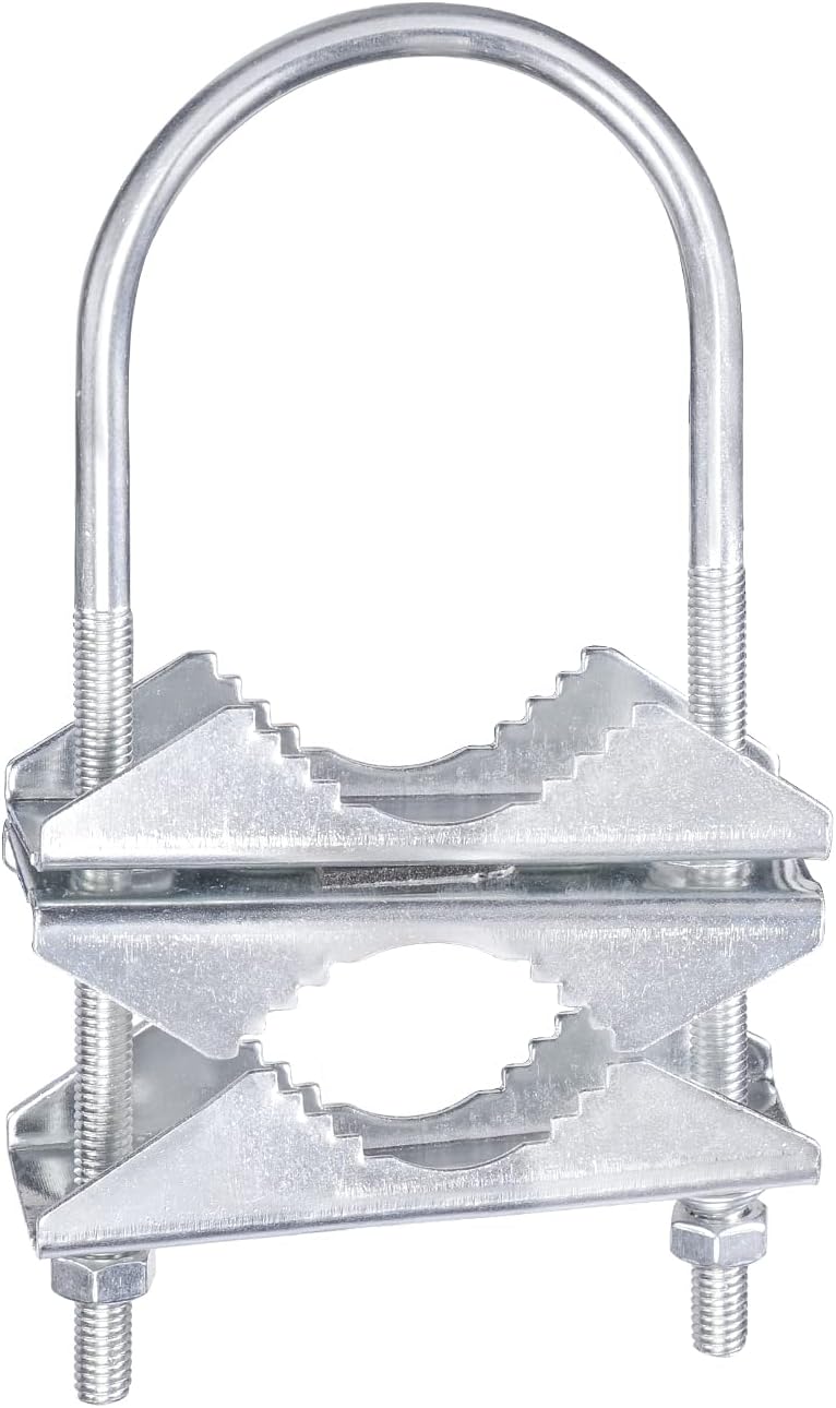 Eightwood Double Antenna Mast Clamp V Jaw Bracket with U Bolts, Mast to Mast Mounting Hardware Kit (3 Sets) for Outdoor TV Antenna, CB Ham Antenna, Yagi WiFi Antenna