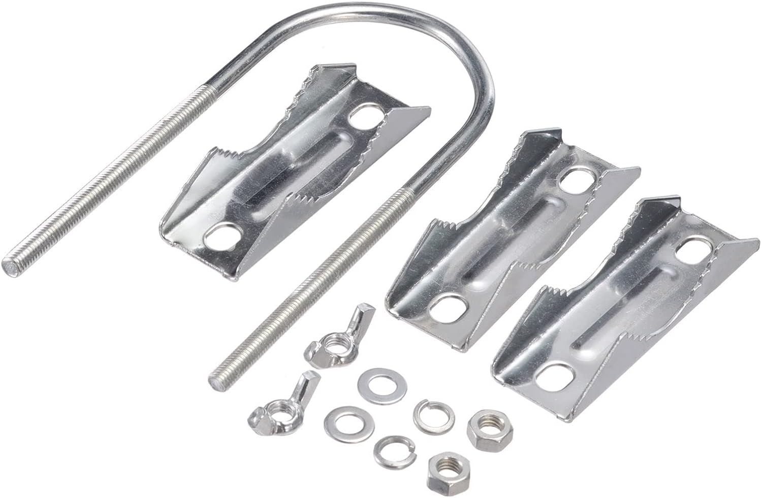 Eightwood Double Antenna Mast Clamp V Jaw Mounting Bracket U Bolts Pipe to Pipe Clamp 2 Sets for Outdoor CB Antenna, TV Antenna, Lora Antenna, WiFi Yagi Antenna, Weather Station