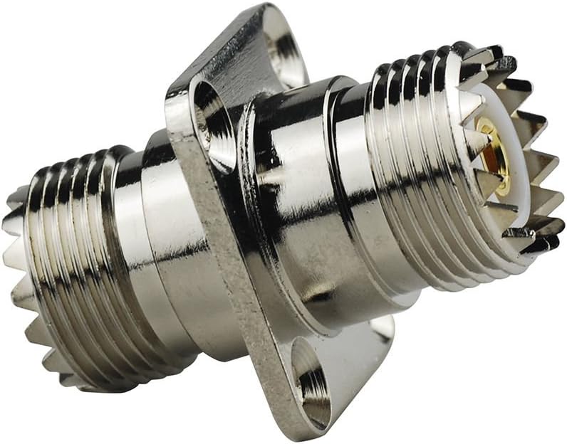 Eightwood SO239 to SO239 Chassis Mount Adapter 2-Pack, SO239 Female to Female Flange Panel Connector for PL259 UHF Antenna, CB &Amateur Radio, Ham Radio Transceiver