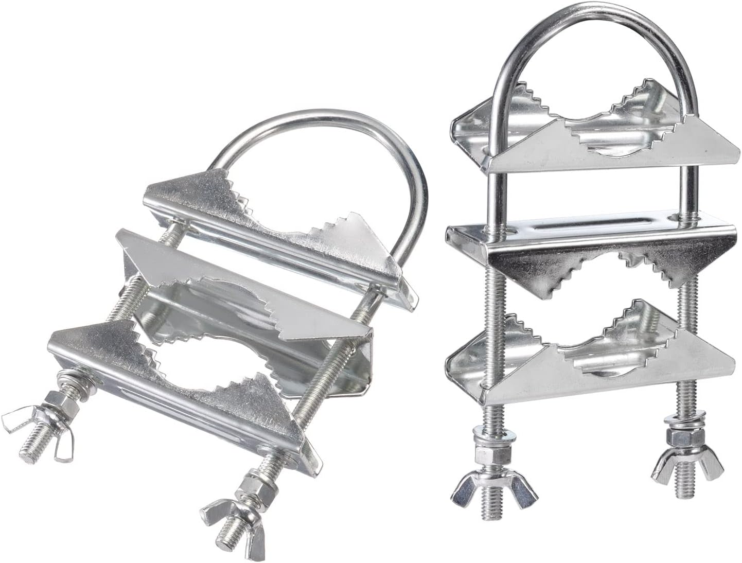 Eightwood Double Antenna Mast Clamp V Jaw Mounting Bracket U Bolts Pipe to Pipe Clamp 2 Sets for Outdoor CB Antenna, TV Antenna, Lora Antenna, WiFi Yagi Antenna, Weather Station