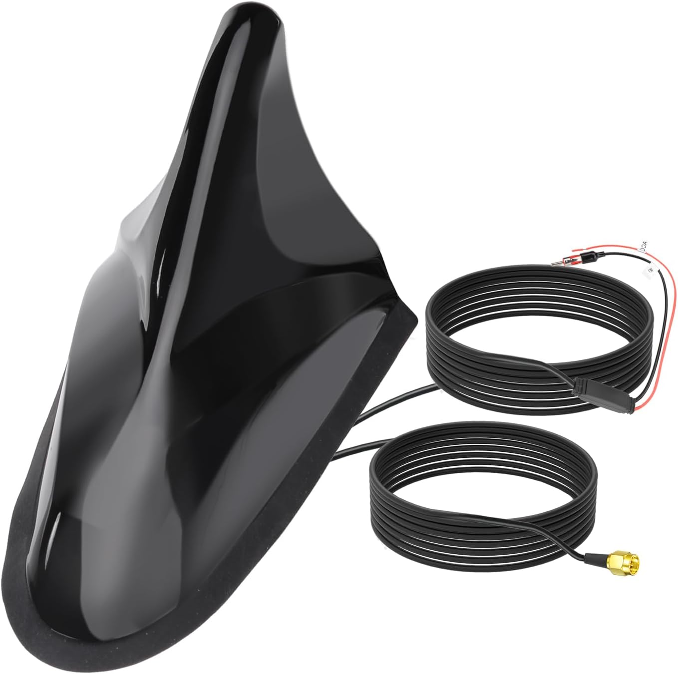 Eightwood Shark Fin Amplified FM AM Car Radio Antenna, GPS Antenna with SMA Male Connector for Vehicle Car Truck SUV Radio Stereo Receiver Head Unit GPS Navigation System