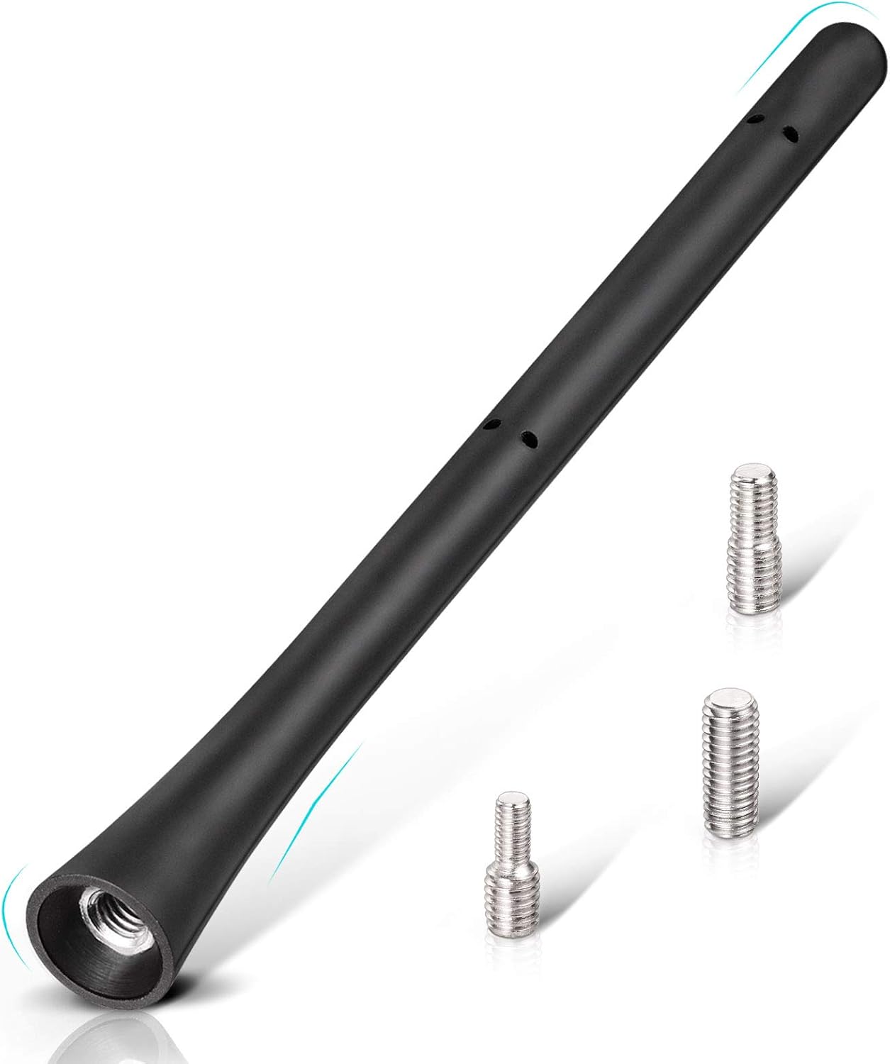 Eightwood Car Radio Rubber Antenna Mast 7 inch FM AM Universal Roof Mount Vehicle Antennae Replacement with M4 M5 M6 Screw Adapter