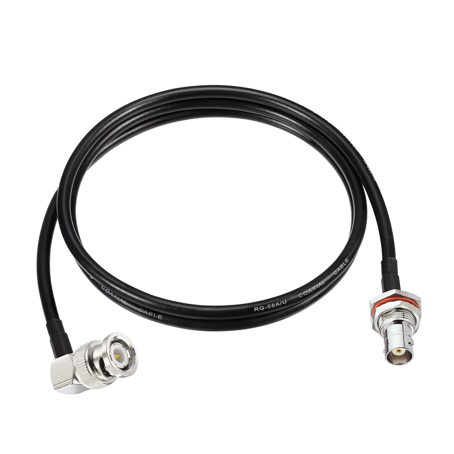 Eightwood BNC Bulkhead Female to BNC Male Right Angle Coax Cable RG58 Jumper 3 Feet for Wireless Microphone Receiver, Radio Scanner, Radio Antenna, CB Radio, VHF UHF Ham Radio