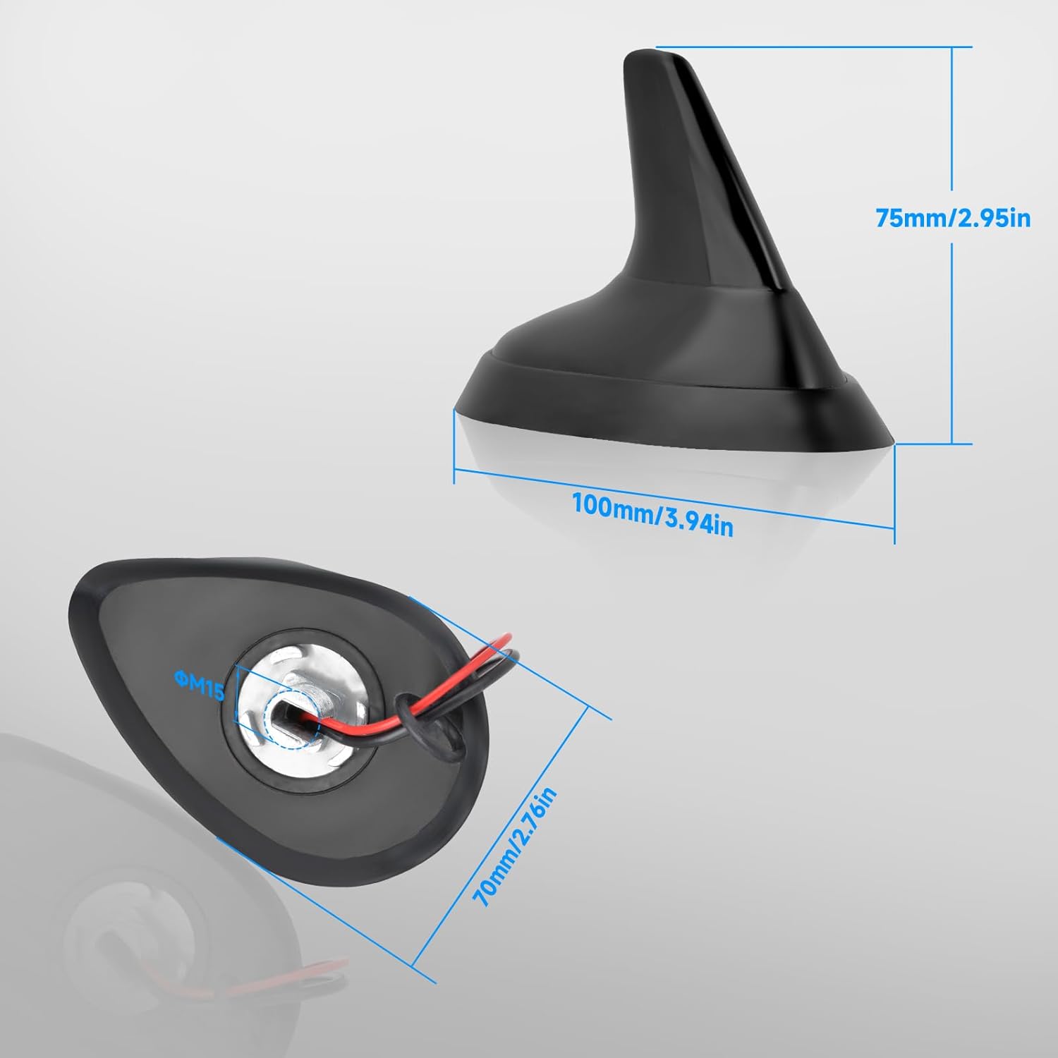 Eightwood Shark Fin Universal Car Radio Antenna, Roof Mount Amplified FM AM Antenna for Vehicle Car Truck Stereo Receiver Media Head Unit HD Radio