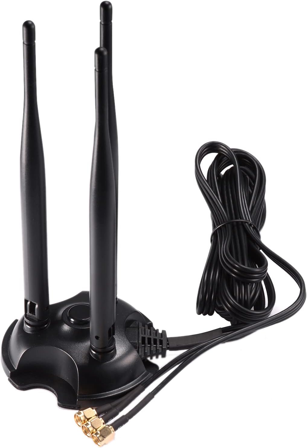 Eightwood 2.4GHz 5GHz Dual Band WiFi Antenna, 3 RP-SMA Connector WiFi 6 Antenna Magnetic Base for PC Desktop Computer, PCIe Network Card, Wireless Router, Mobile Hotspot