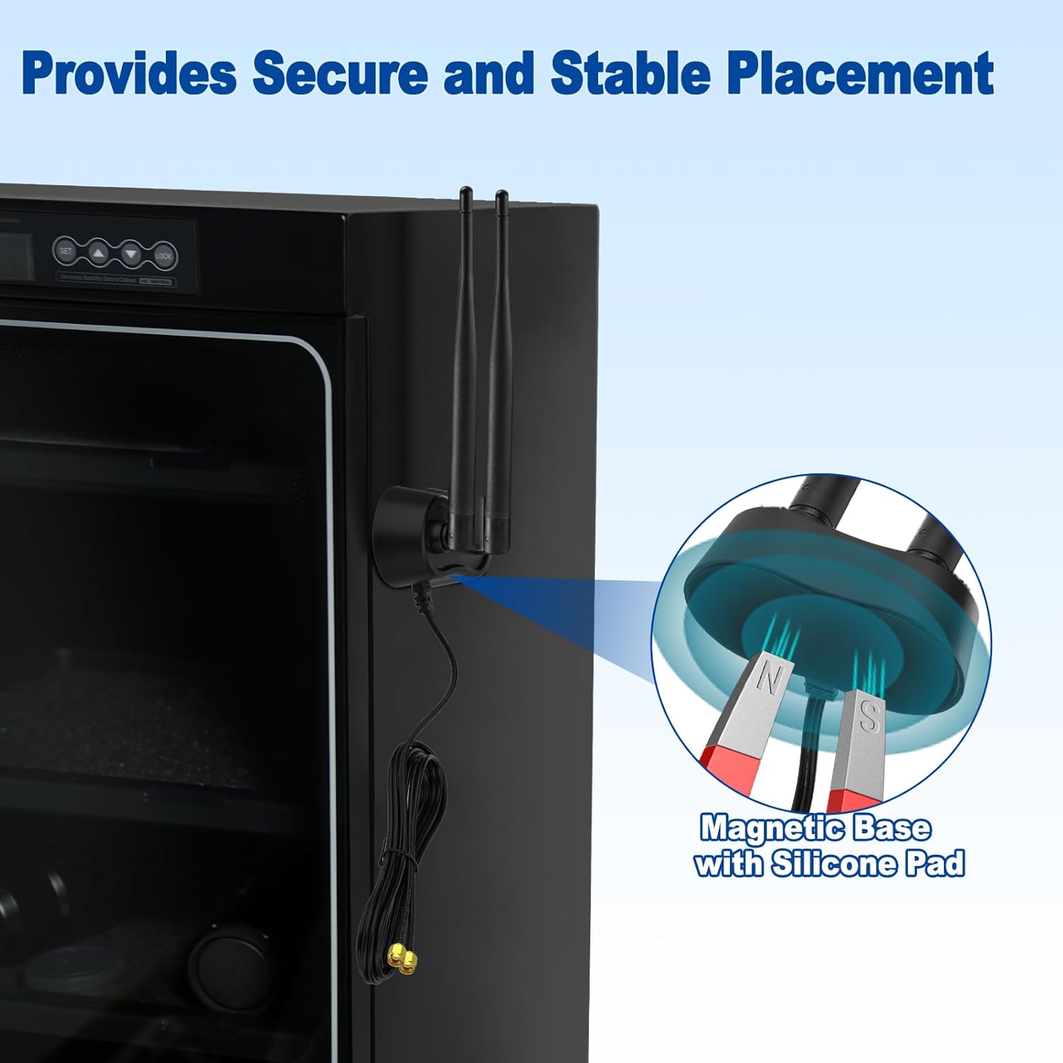 Eightwood 9dBi Dual Band WiFi Antenna 2.4GHz 5GHz RP-SMA WiFi Antenna with Magnetic Base and 6.5ft Extension Cable for PC Desktop Computer PCIe WiFi Bluetooth Wireless Network Card, WiFi Router