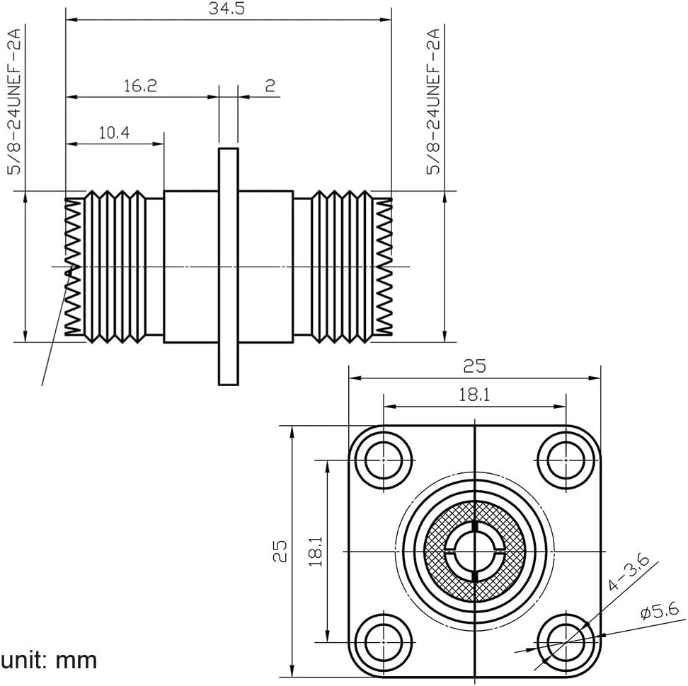 Eightwood SO239 to SO239 Chassis Mount Adapter 2-Pack, SO239 Female to Female Flange Panel Connector for PL259 UHF Antenna, CB &Amateur Radio, Ham Radio Transceiver