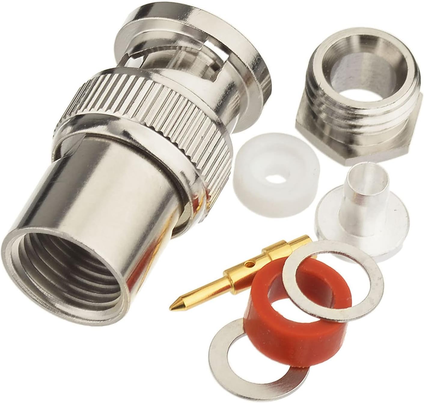 Eightwood BNC Male Plug Solder Clamp Connector 10-Pack Compatible with RG58 RG142 LMR195 Coax Cable