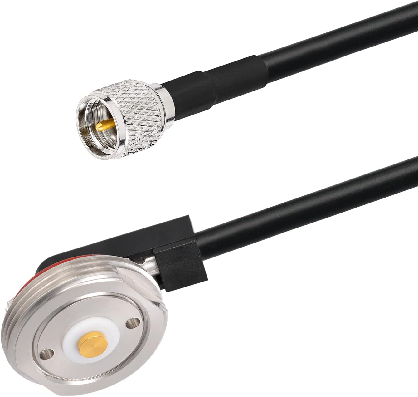 Eightwood NMO Antenna Mount to Mini-UHF Male Extension Cable RG58 16.4 feet for Two-Way CB Mobile Radio, Radio Antenna, Radio Scanner