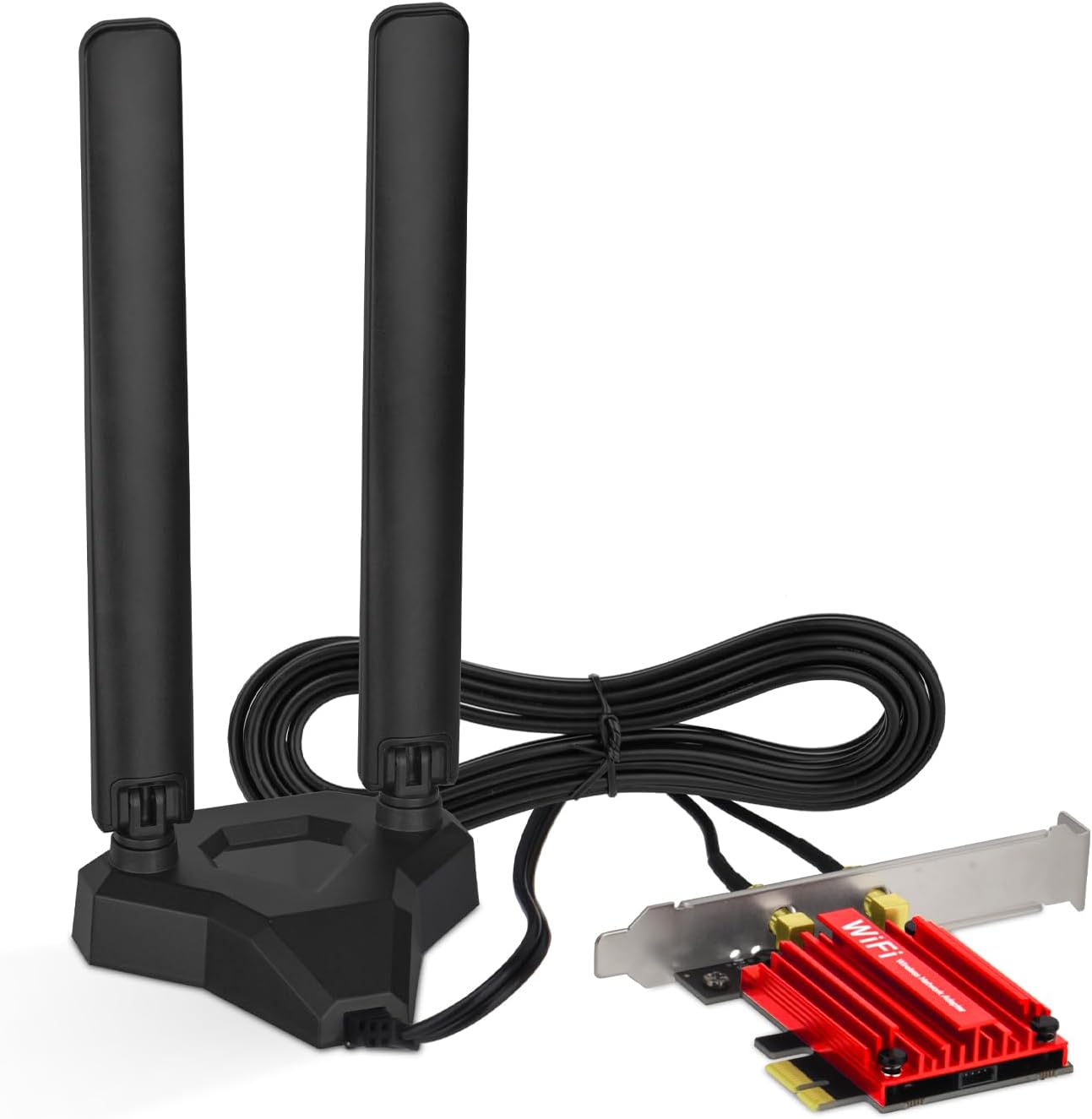 Eightwood WiFi 6E AX210 PCIe WiFi Card, Tri-Band Wireless Adapter with Magnetic WiFi 6E Antenna for Gaming PC Desktop Computer, Bluetooth 5.3, OFDMA & MU-MIMO, Ultra-Low Latency, WPA3, 802.11ax