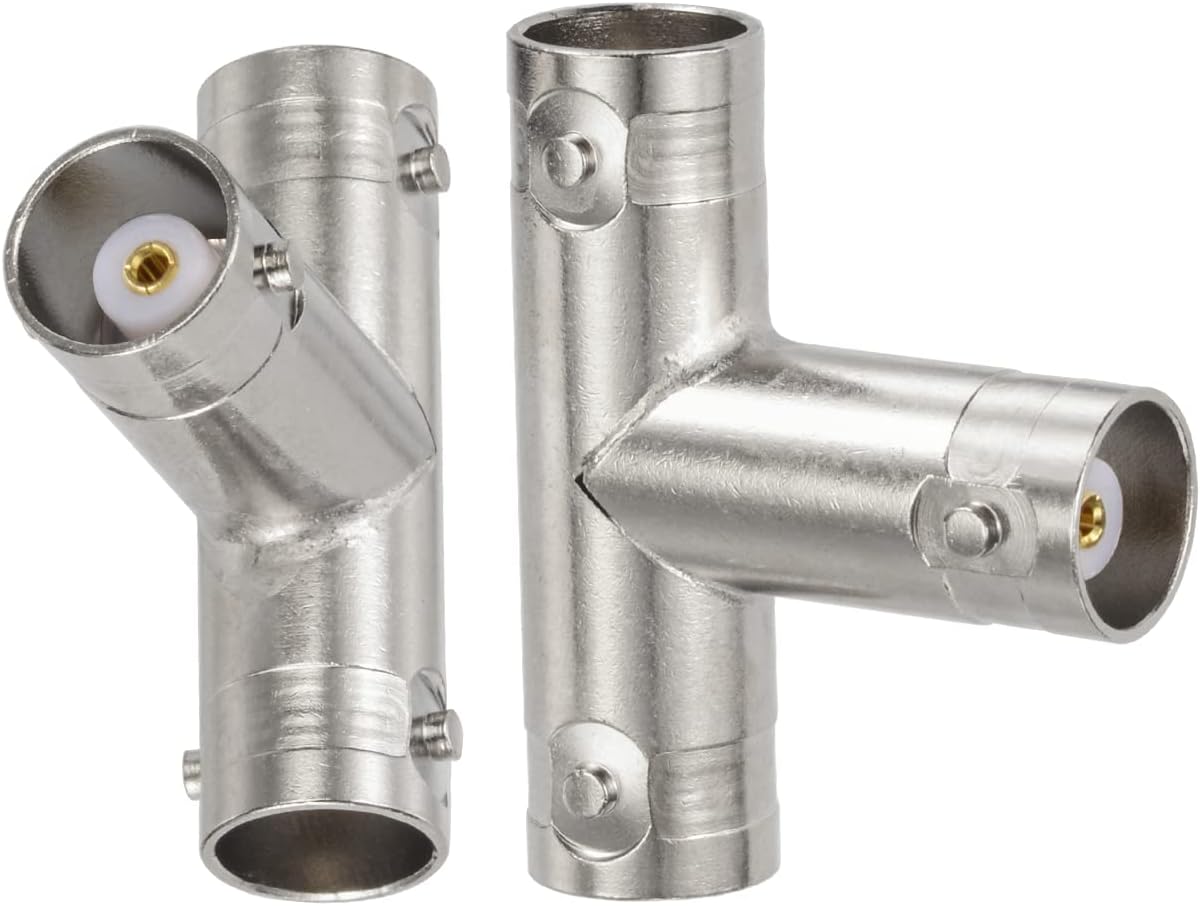 Eightwood 2pcs BNC Tee Type Adapter BNC Female to Female to Female Video Splitter Connector for CCTV DVR Camera