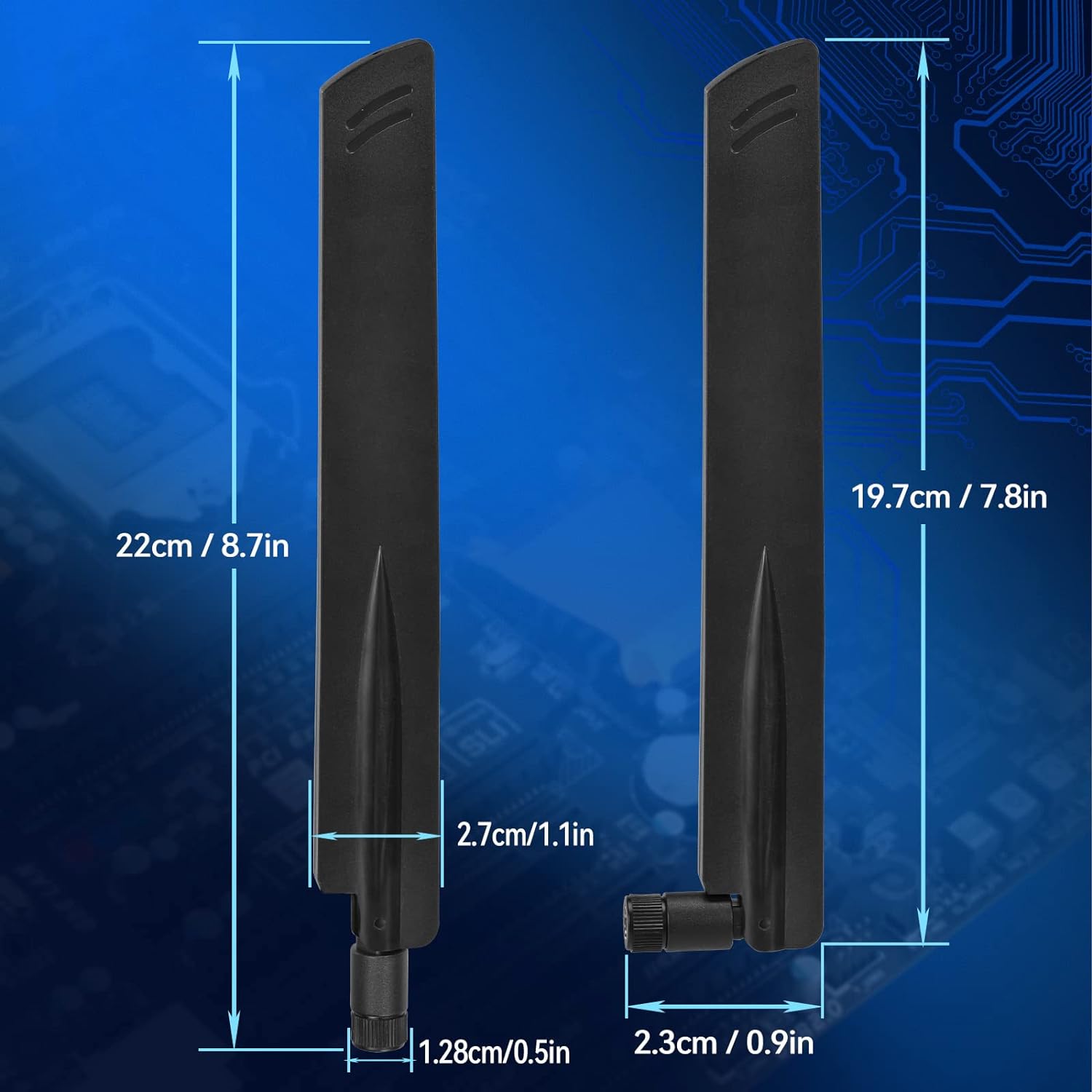 Eightwood Tri-Band WiFi 6E Antenna 6GHz 5GHz 2.4GHz RP-SMA WiFi Antenna (2-Pack) for PC Computer PCIe Card Router USB Adapter Security IP Camera