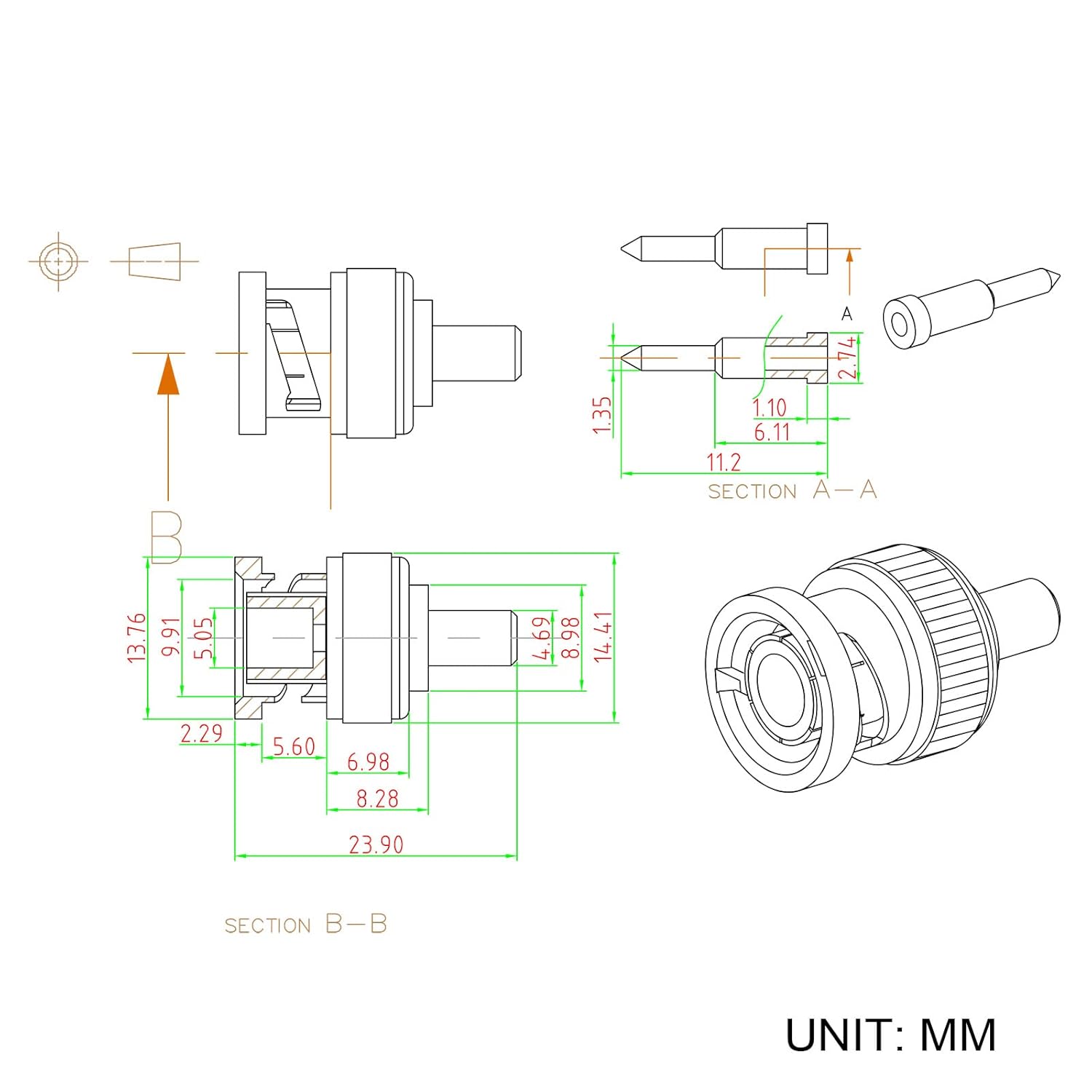 Eightwood 10pcs 50 Ohm BNC Crimp Male Connector for RG58 RG142 LMR195 Cable