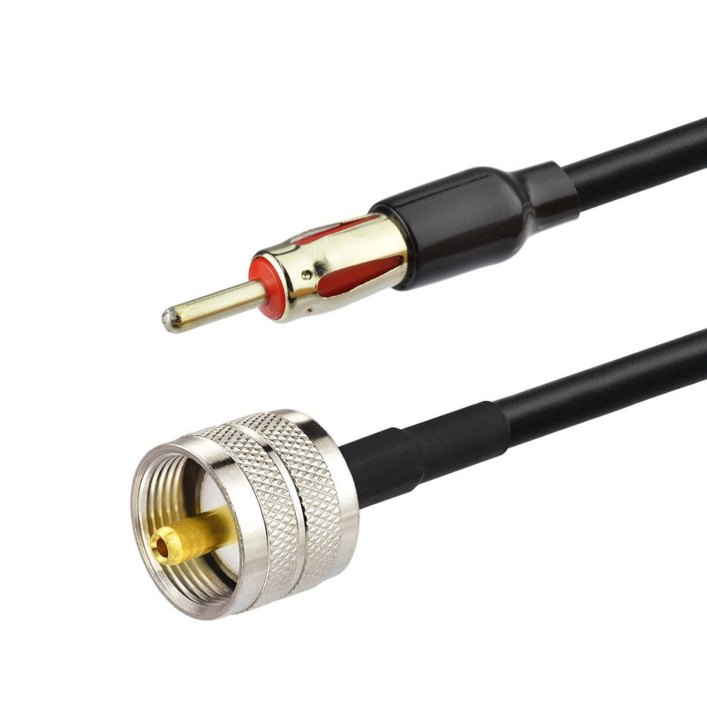 Eightwood PL259 UHF Male to DIN AM/FM Male Plug Extension Lead 12 inches Coax RG58 for Radio Antenna Receiver