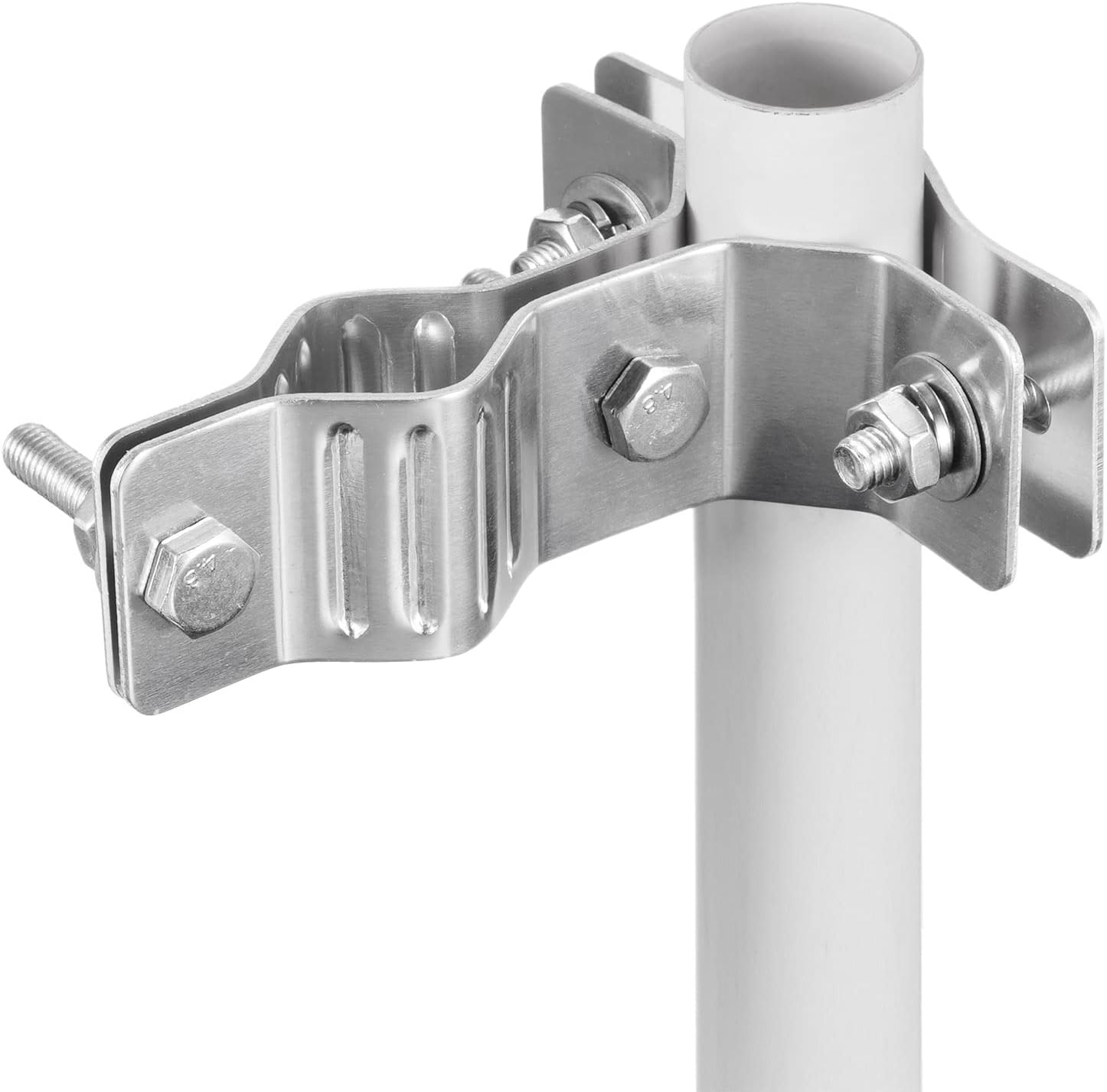 Eightwood T-Shape Double Hole Antenna Mast Clamp Pole Mounting Bracket Hardware Kit for Outdoor WiFi Antenna Holder Marine GPS Antenna