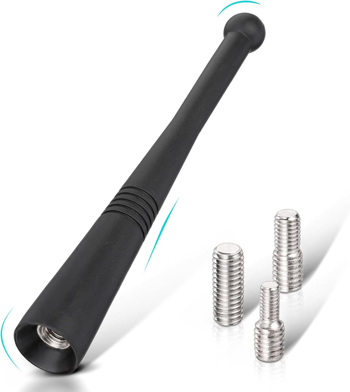 Eightwood Car FM AM Radio Antenna 4.3 inch, Rubber Universal Roof Mount Vehicle Antenna Mast Replacement with M4 M5 M6 Thread Adapters