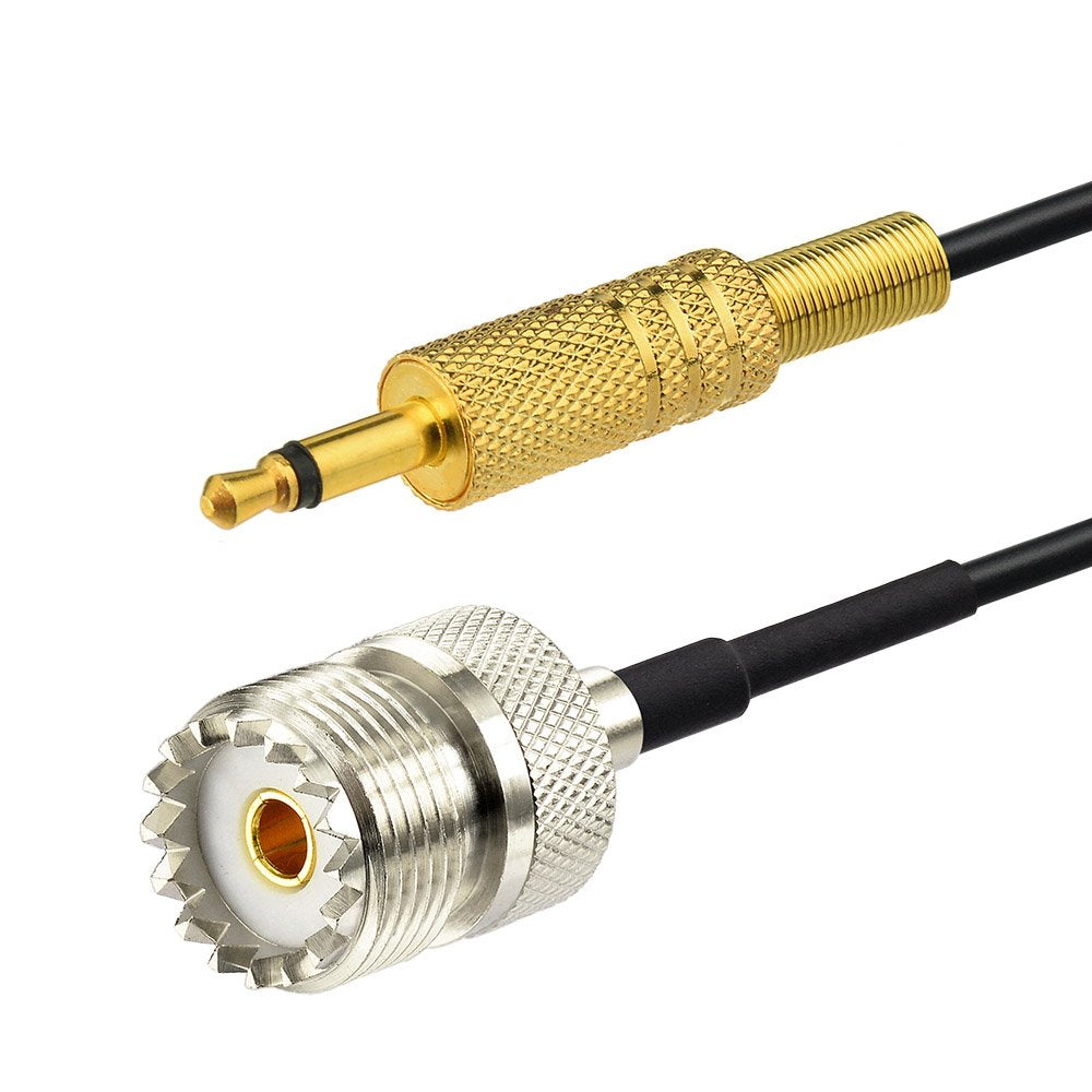 Eightwood UHF Female SO239 to 3.5mm Mono 1/8" TS Stereo Plug Adapter Radio Antenna Extension Cable 3 feet