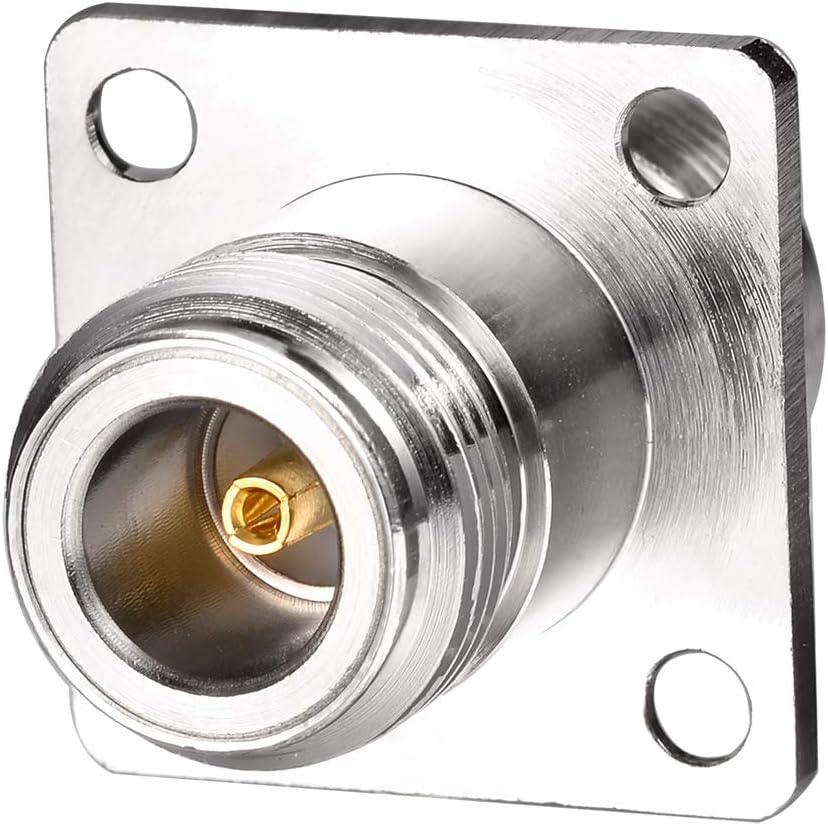 Eightwood 2pcs N Female to Female 4 Hole Flange Panel Mount Adapter for Ham Radio WiFi Antenna Cable