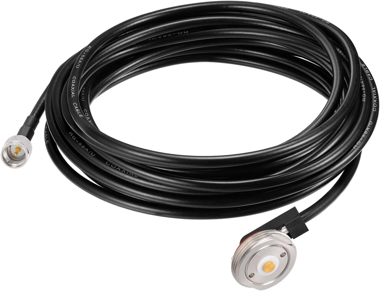 Eightwood NMO Antenna Mount to Mini-UHF Male Extension Cable RG58 16.4 feet for Two-Way CB Mobile Radio, Radio Antenna, Radio Scanner