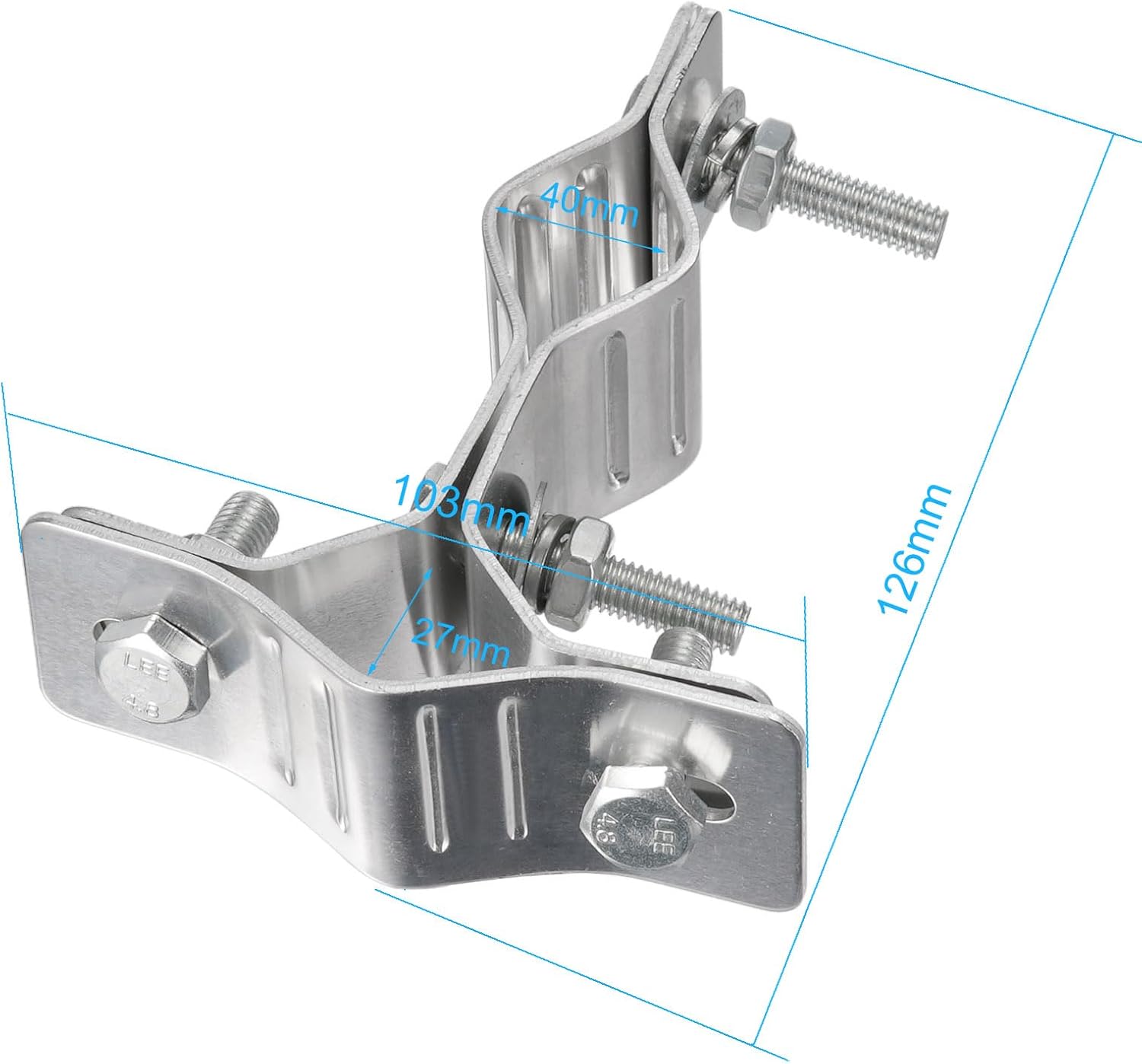 Eightwood T-Shape Double Hole Antenna Mast Clamp Pole Mounting Bracket Hardware Kit for Outdoor WiFi Antenna Holder Marine GPS Antenna