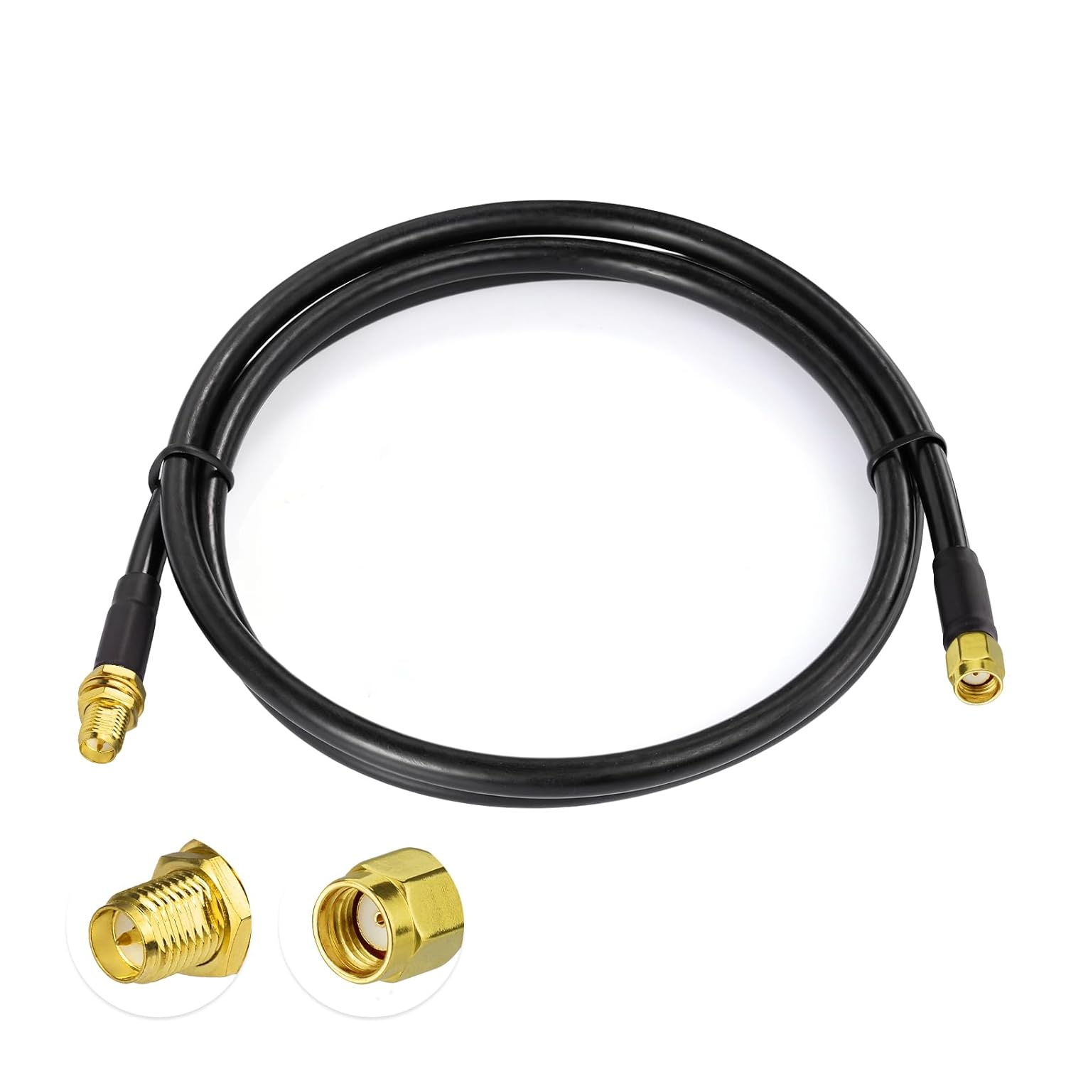 Eightwood RP-SMA Male to RP-SMA Female Bulkhead ALSR240 Cable Low Loss 3 Feet for WiFi Antenna, Wireless Router, PCIe Network Card, Security IP Camera