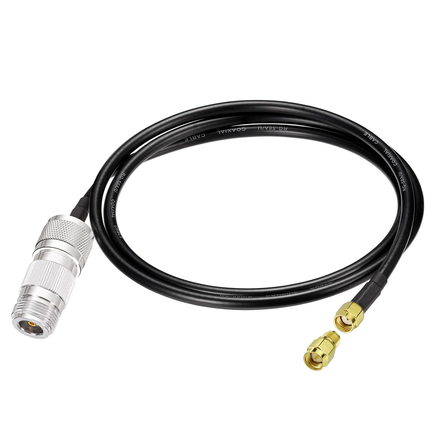 Eightwood RP-SMA Male to N Male RG58 Low Loss Cable 3ft + SMA Male to RP-SMA Female Adapter + N Female to N Female Adapter for WiFi 4G LTE Lora Antenna