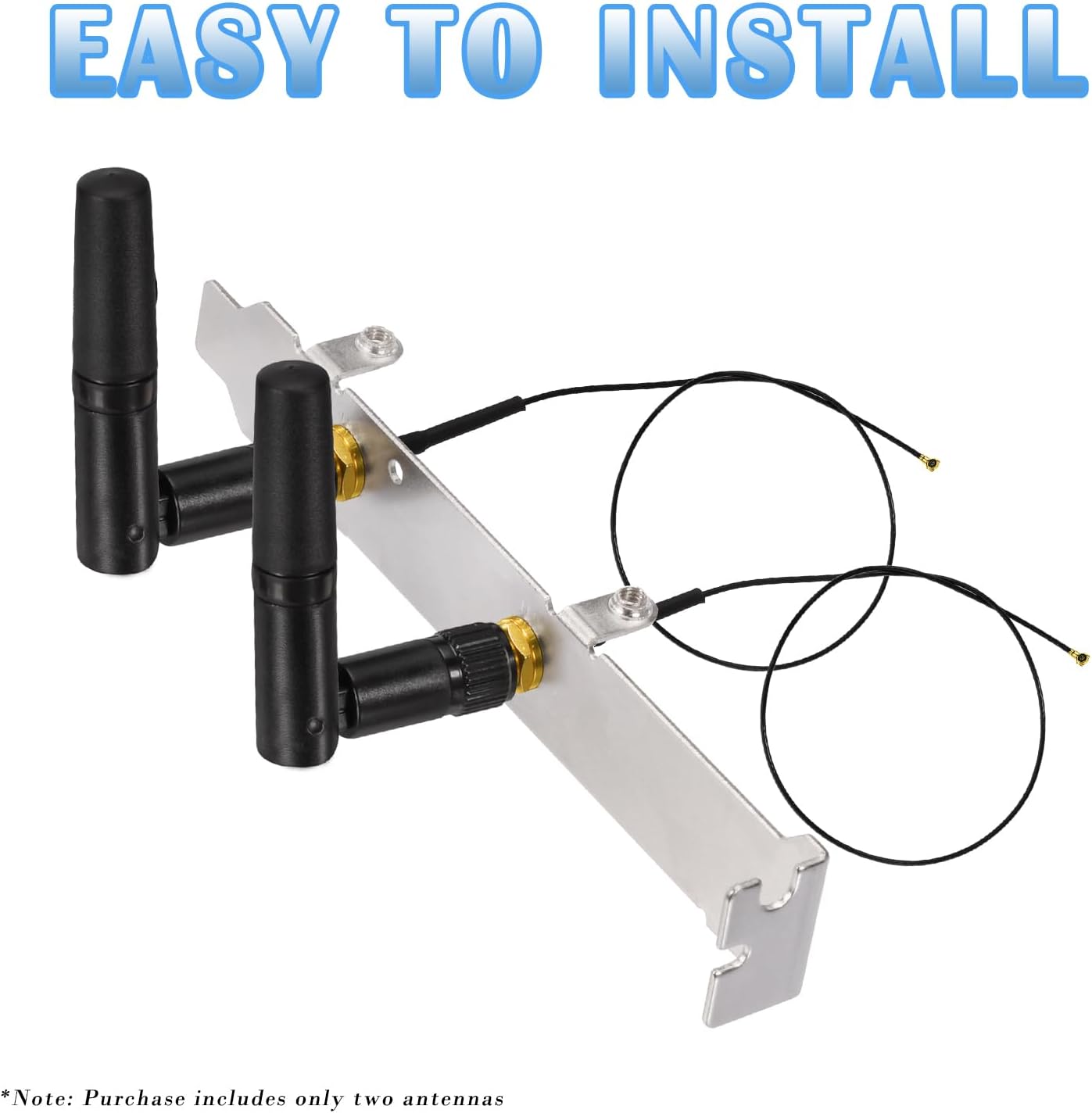 Eightwood Small WiFi Antenna Dual Band 2.4GHz 5GHz RP-SMA Antenna 2pcs for PC Desktop Computer PCIe Card WiFi Router Wireless Back Up Camera