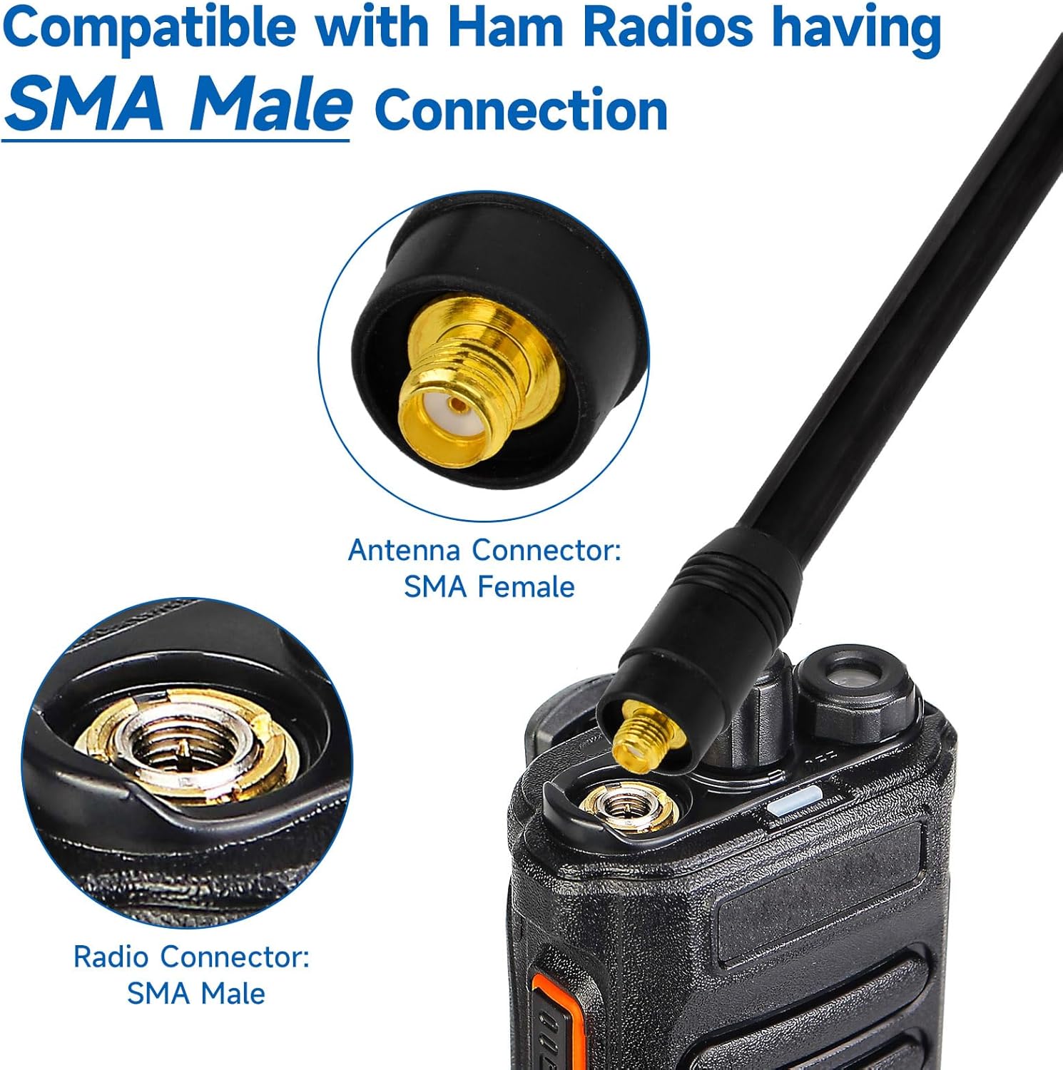 Eightwood 70-1000MHz Wide Band Handheld Telescopic Antenna 9-Section SMA Female Ham Radio Antennae for Baofeng UV5R UV82 Two Way Radios HT Scanner