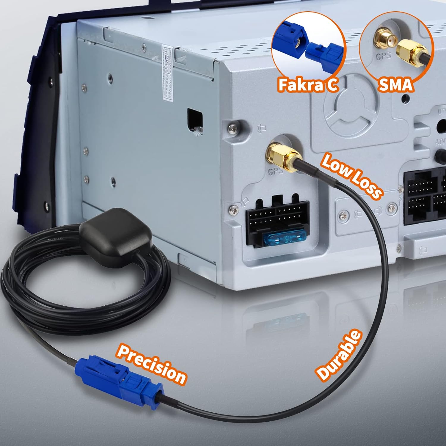 Eightwood Fakra C Plug to SMA Plug Male Car GPS Antenna Cable 6 inch for Vehicle GPS Navigation Radio Stereo Head Unit GPS Receiver