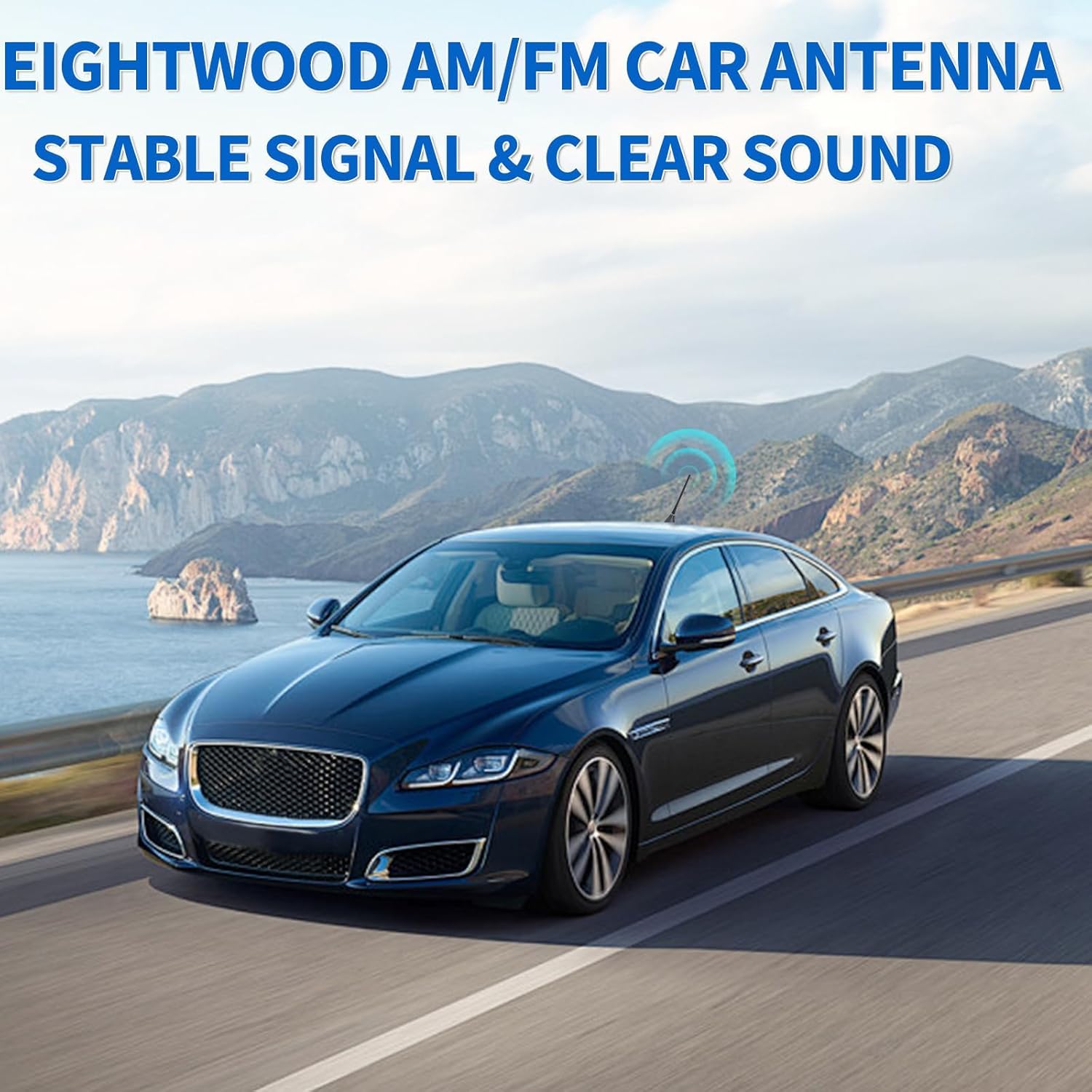 Eightwood Roof Mount FM AM Stereo Adjustable Antenna Mast, Universal Car Radio Antenna with DIN Male Connector for Vehicle Car Truck SUV Marine Boat Radio Stereo Receiver