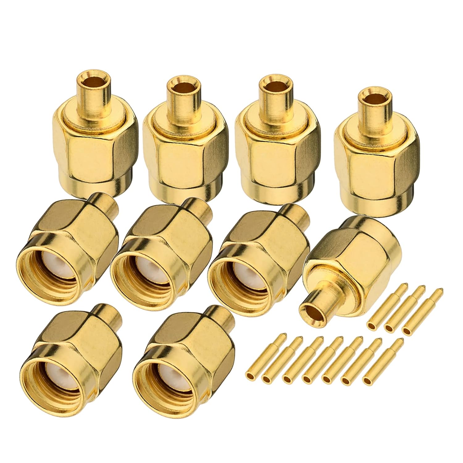 Eightwood 10pcs SMA Male Plug Solder Mount Connector Straight 50 Ohm for .086" RG405 Semi-Rigid Coax Cable