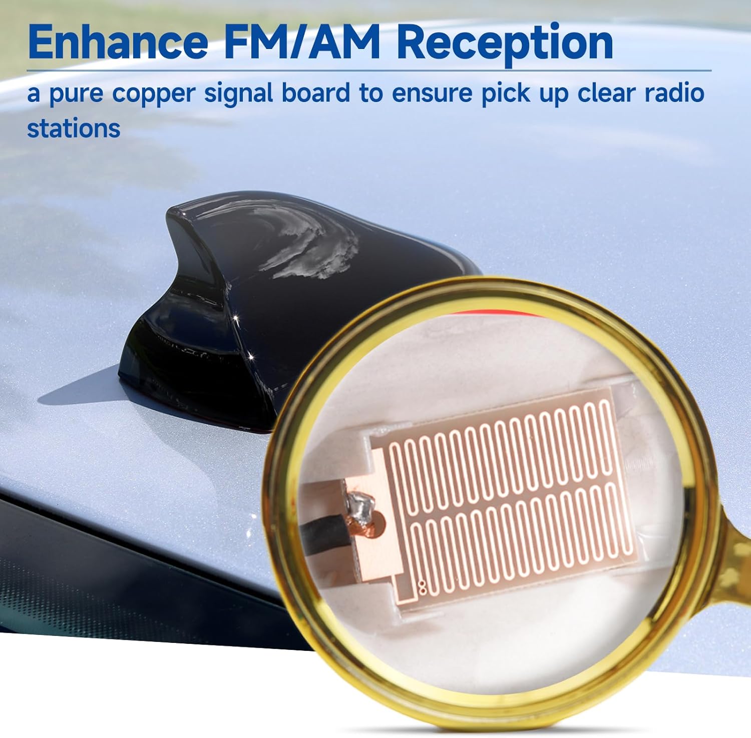 Eightwood Shark Fin Antenna Cover, Car AM/FM Radio Antenna Topper, Roof Mount Antennae with Adhesive Tape for Car Truck SUV, Black