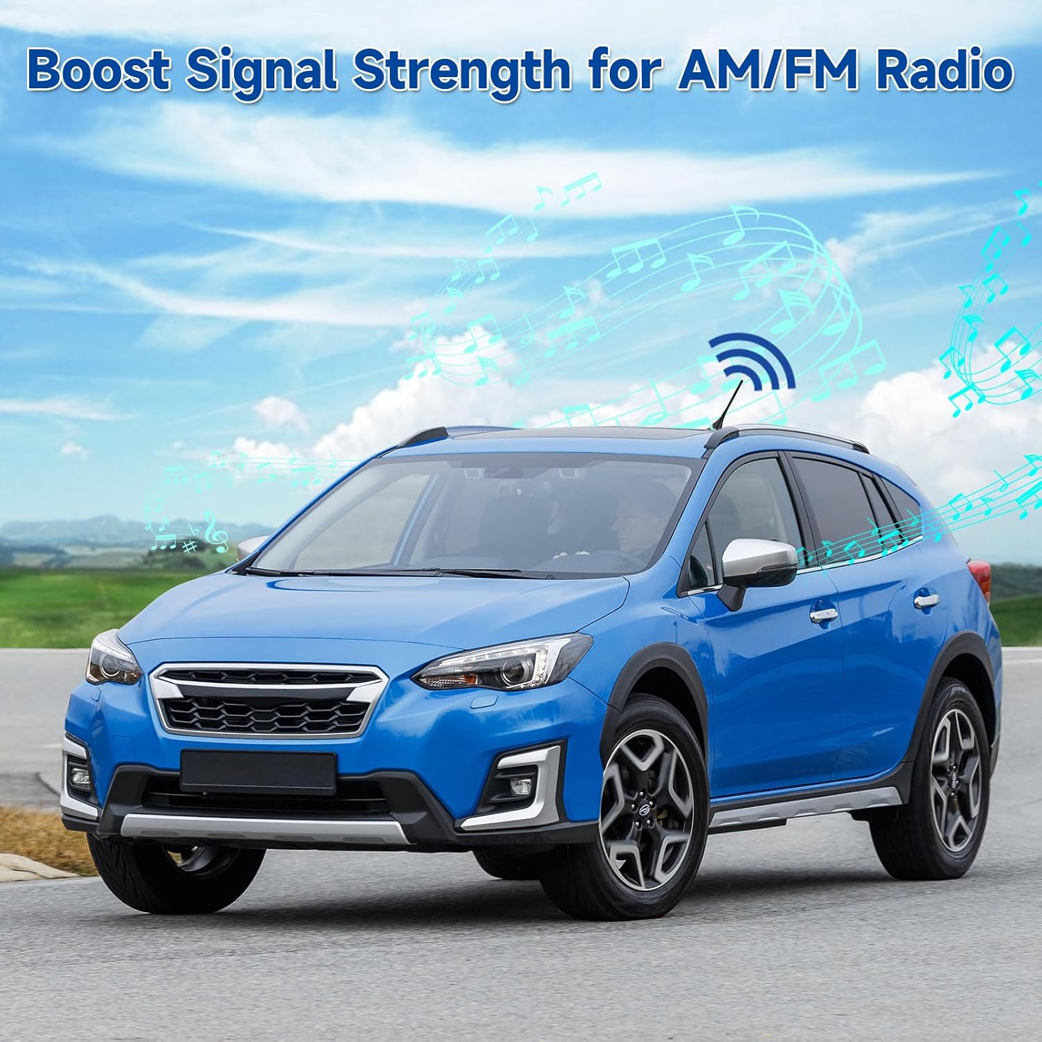 Eightwood Universal Car Radio Rubber Antenna 7in, FM AM Roof Mount Vehicle Antennae Replacement with Mount Base 16ft Cable for Car Truck Stereo Receiver Head Unit