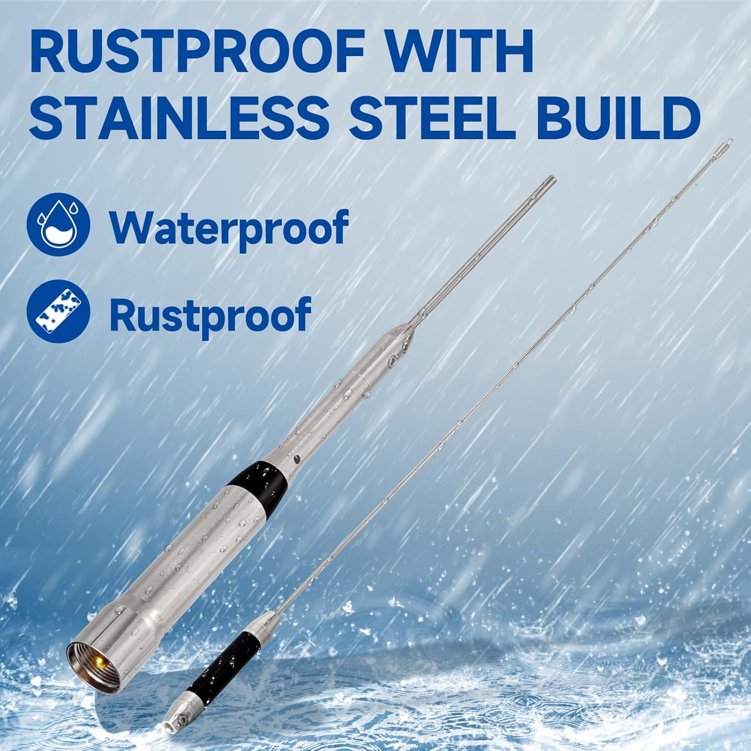 Eightwood Vehicle Mobile Ham Radio Antenna Dual Band PL259 VHF UHF 144/430MHz Anti-Rust Antennae 26in with Lip Mount Fixed Bracket and RG58 Extension Cable 16.4ft for Vehicle Car Truck Amateur Radio