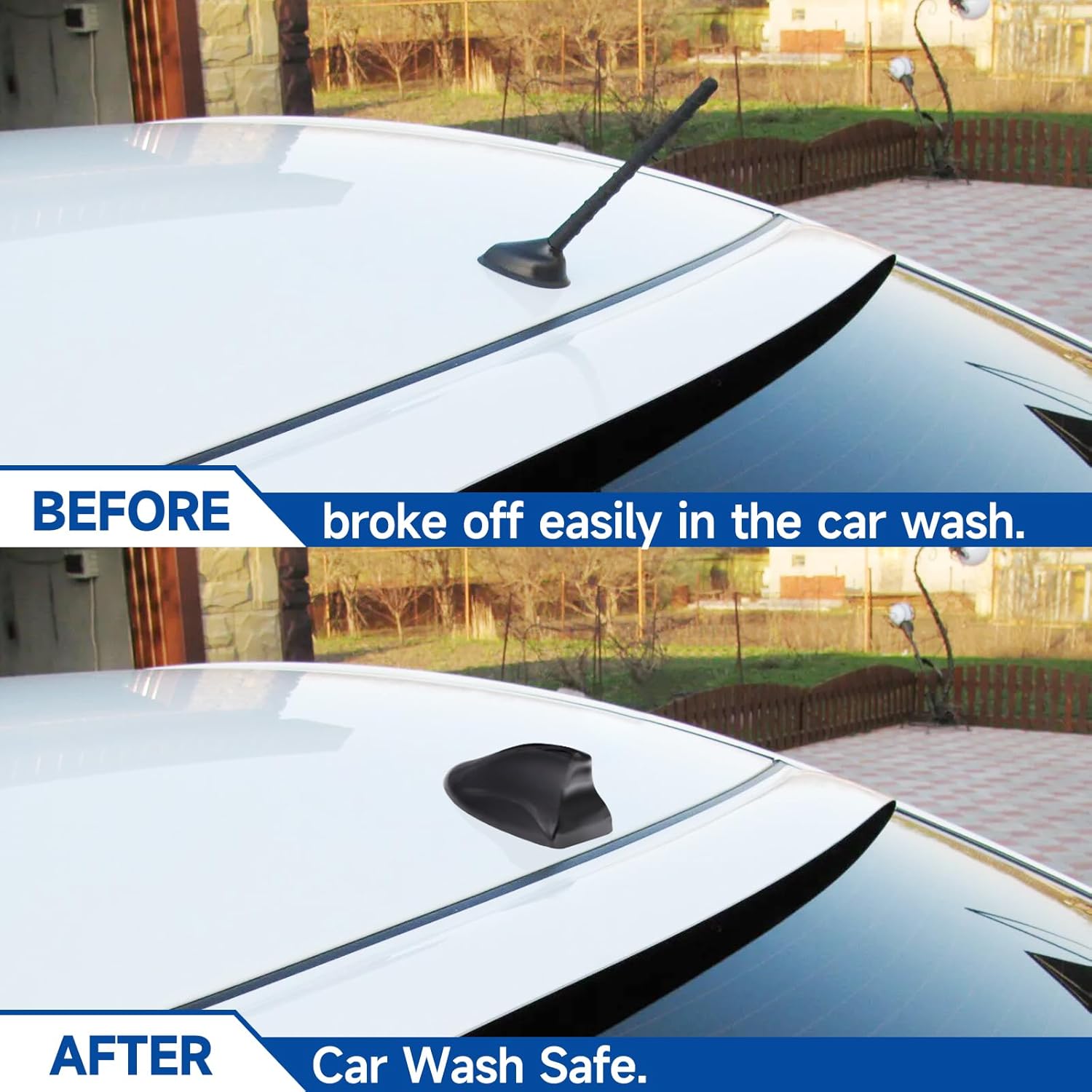 Eightwood Shark Fin Antenna Cover, Car AM/FM Radio Antenna Topper, Roof Mount Antennae with Adhesive Tape for Car Truck SUV, Black