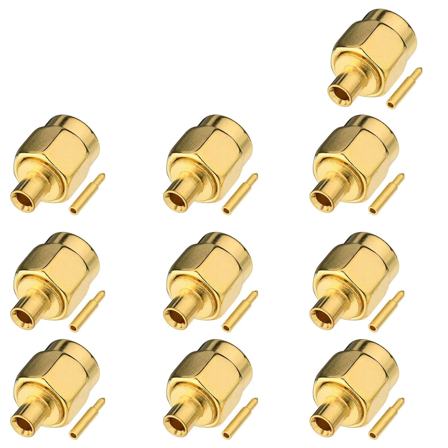 Eightwood 10pcs SMA Male Plug Solder Mount Connector Straight 50 Ohm for .086" RG405 Semi-Rigid Coax Cable