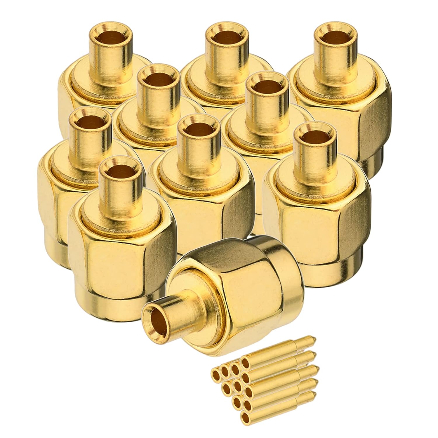 Eightwood 10pcs SMA Male Plug Solder Mount Connector Straight 50 Ohm for .086" RG405 Semi-Rigid Coax Cable
