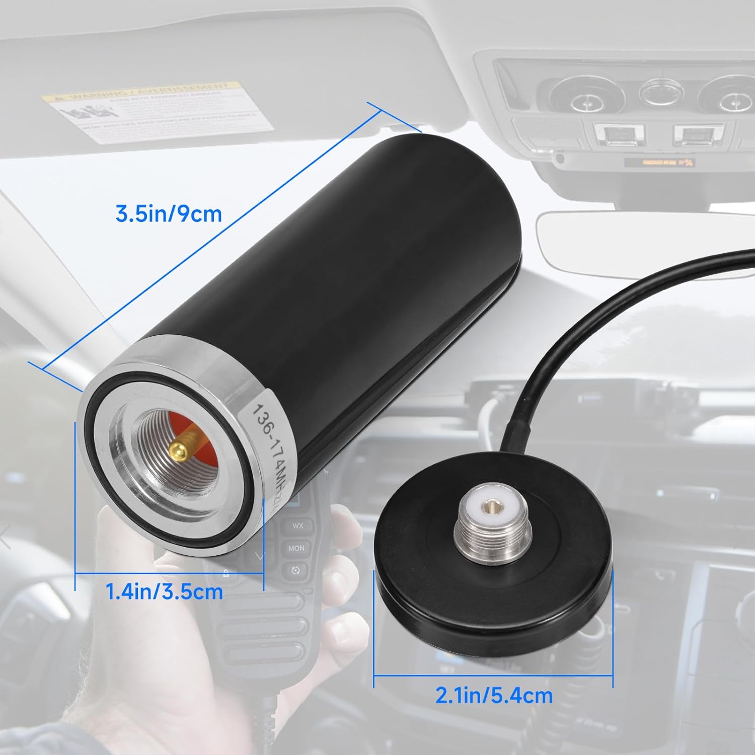 Eightwood Dual Band VHF UHF Ham Mobile Radio Antenna PL259 Connector with Magnetic Base Extension Cable 16 feet for Vehicle Marine Ham Radio Amateur Radio Mobile Transceiver 144/430mhz